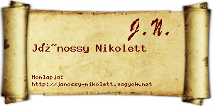 Jánossy Nikolett névjegykártya